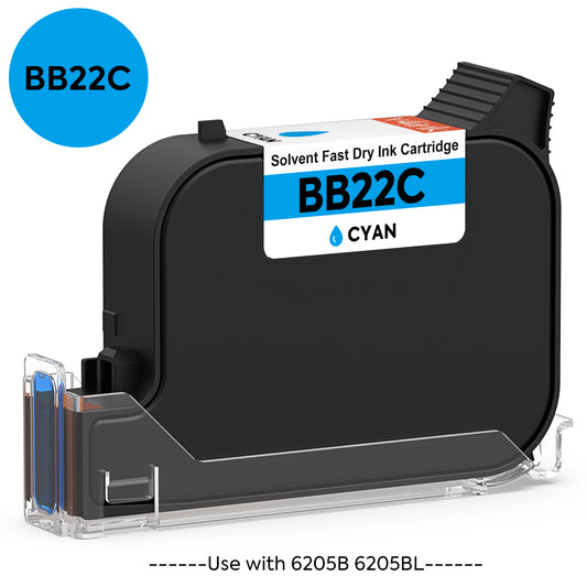 v4ink Bentsai BB22C Cyan Original Fast Dry Solvent Ink Cartridge for 6205B 6205BL Handheld Printer - 1 Pack
