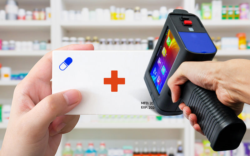 Marking expiry dates on medicine with V4INK BENTSAI handheld inkjet printer