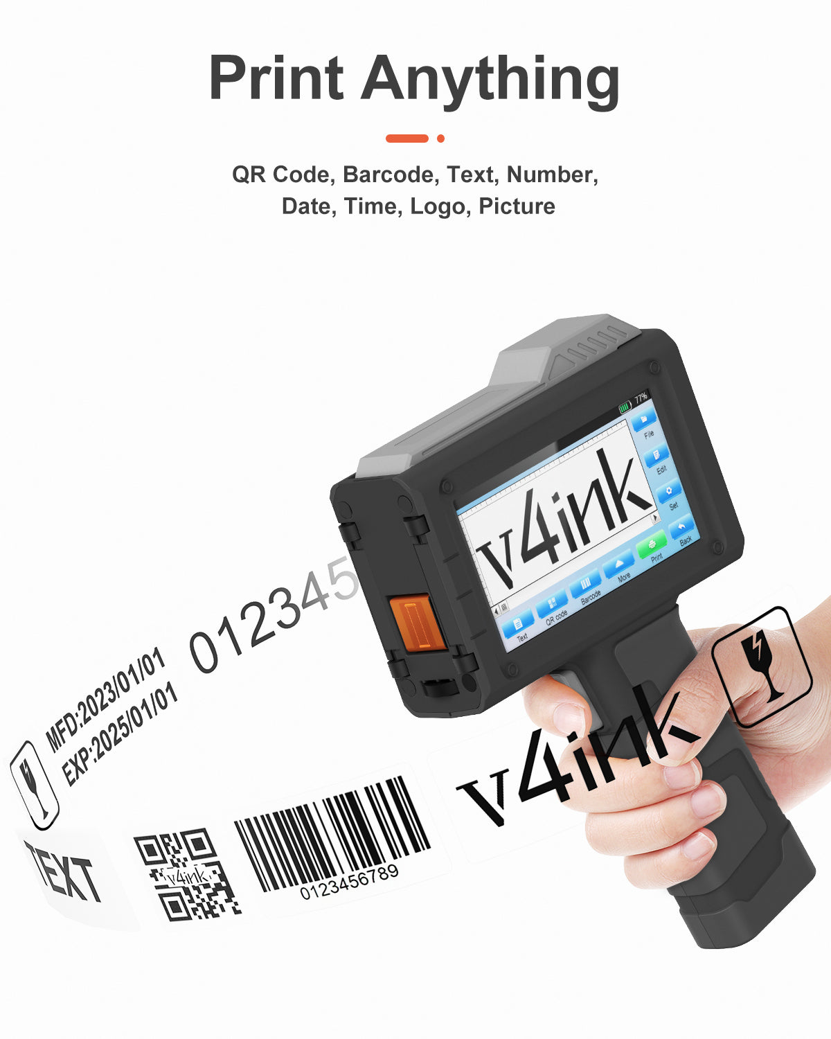 v4ink BENTSAI BT-HH6205BL 6205BL Online Handheld Inkjet Printer For Production Line