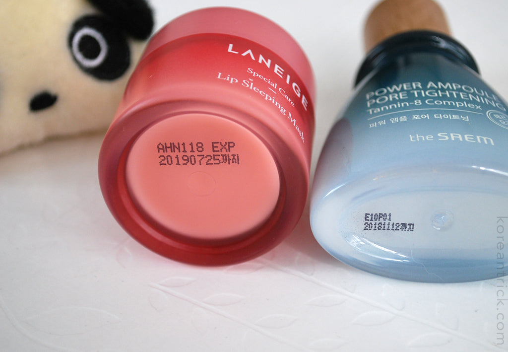 Lot number and expiry date on lotions and face serum