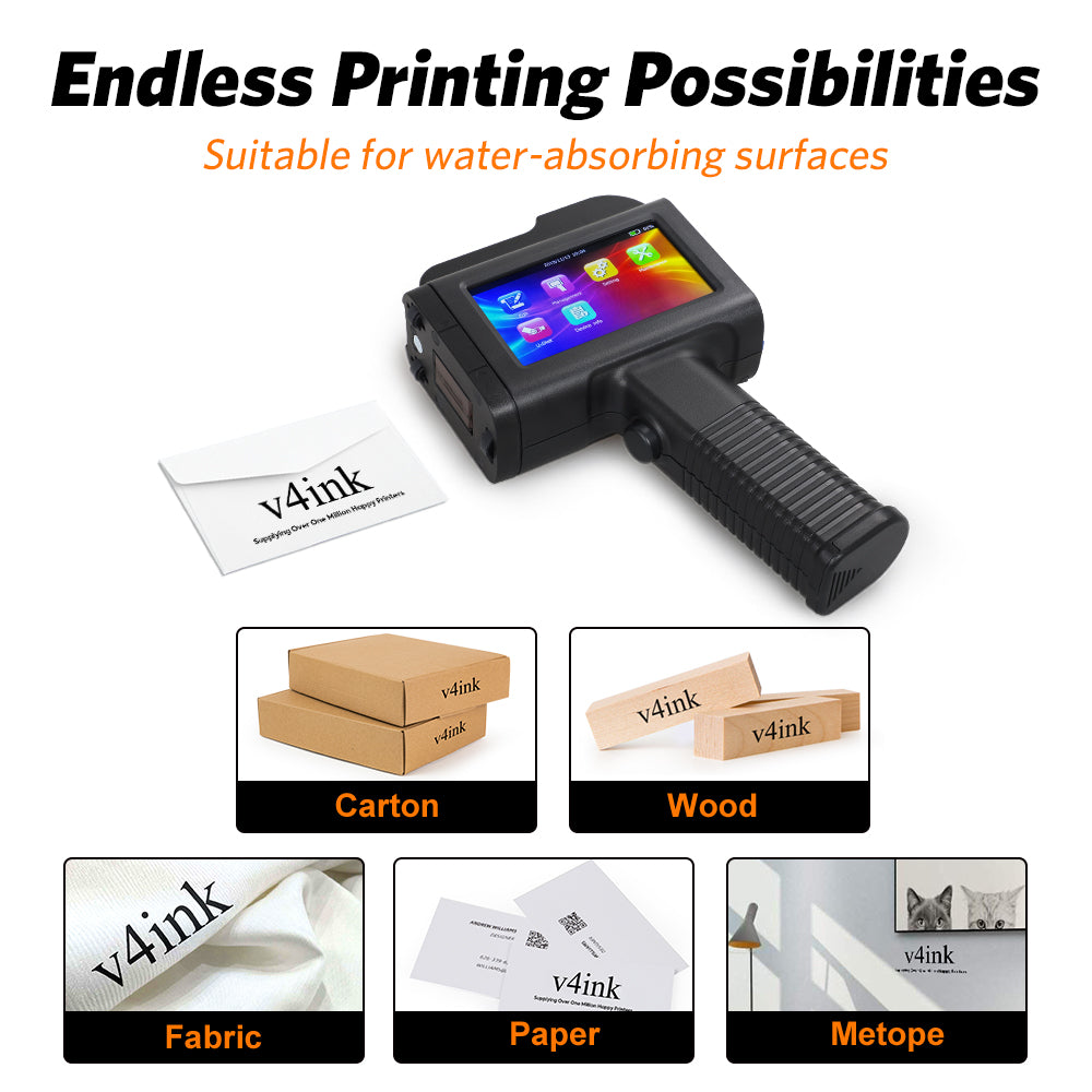 v4ink Bentsai B30 Portable Handheld Inkjet Printer with 1 Inch Print Head