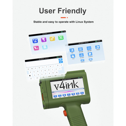 v4ink Bentsai Green BT-HH6105B2 High Definition Portable Handheld Inkjet Marking and Lot Coding Printer