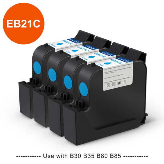 v4ink Bentsai EB21C Cyan Original Water-Based Ink Cartridge Replacement for B30 B80 Handheld printer, 4 Packs