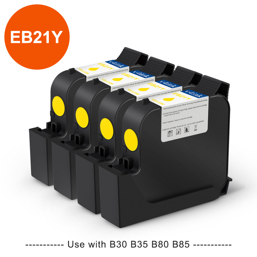 v4ink Bentsai EB21Y Yellow Original Water-Based Ink Cartridge Replacement for B30 B80 Handheld Printer, 4 Packs