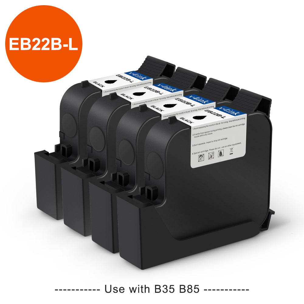 v4ink BENTSAI EB22B-L Black Original Solvent Online Fast Dry Ink Cartridge for B85 B35 Handheld Printer - 4 Packs