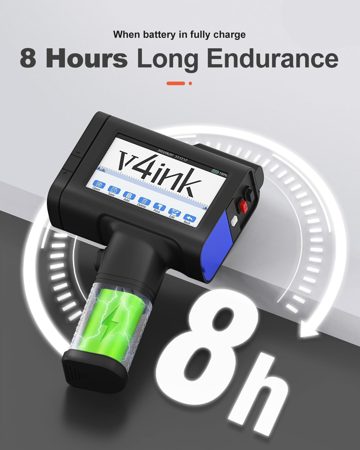 v4ink handheld printer with long battery endurance