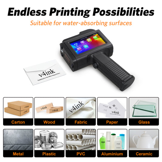 v4ink Bentsai B35 Portable Handheld Inkjet Printer with 1 Inch Print Head